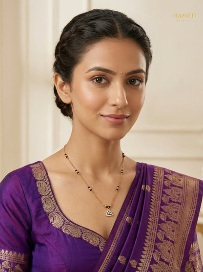 Naomi Divine Protection Classic Mangalsutra worn by model - Rameti Jewels