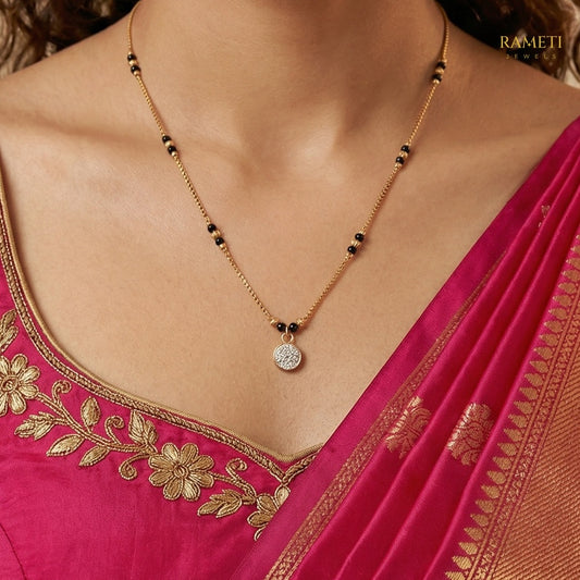 Detailed view of Nartan Royal Heart Cut Designer Mangalsutra - Rameti Jewels