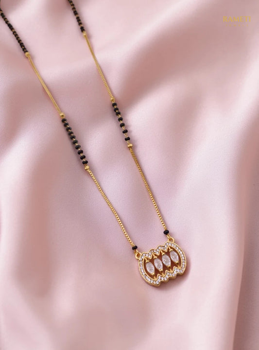 Side profile and craftsmanship of Bela Celebrity Inspired Modern Mangalsutra - Rameti Jewels