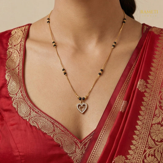 Detailed view of Olivia Royal Heart Cut Designer Mangalsutra - Rameti Jewels