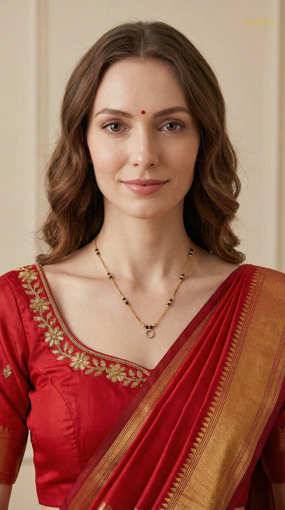 Ojal Minimalist Elegance Daily Wear Mangalsutra worn by model - Rameti Jewels