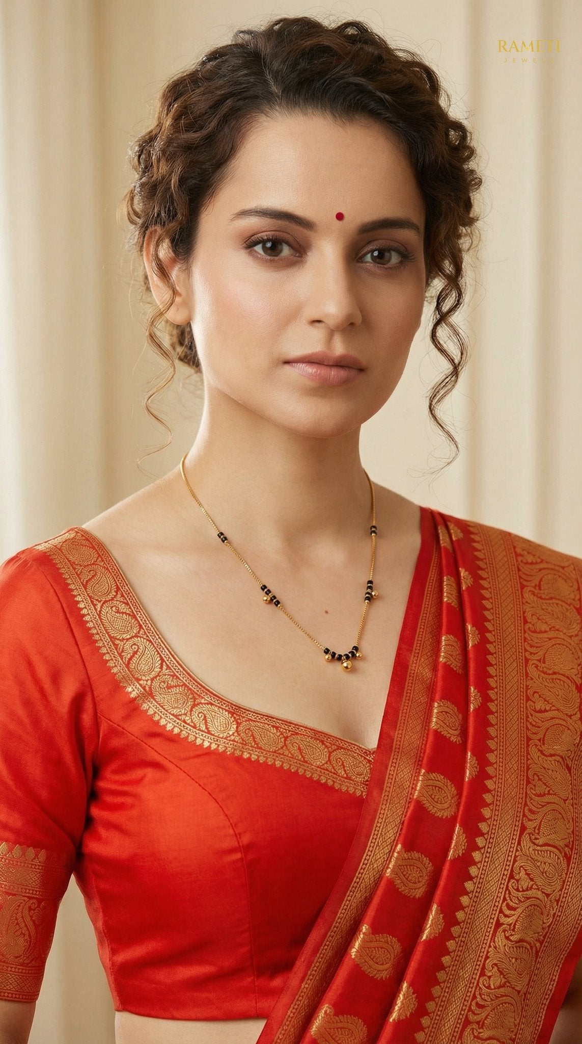 Omana Divine Protection Classic Mangalsutra worn by model - Rameti Jewels