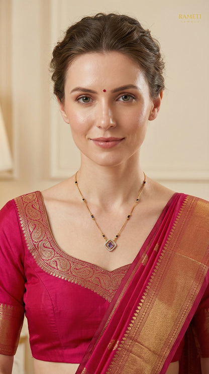 Omisha Divine Protection Classic Mangalsutra worn by model - Rameti Jewels