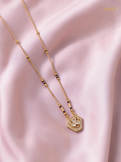 Side profile and craftsmanship of Bhavna Minimalist Elegance Daily Wear Mangalsutra - Rameti Jewels