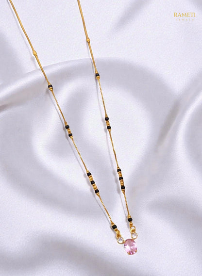 Side profile and craftsmanship of Pallavi Sleek and Sophisticated Office Wear Mangalsutra - Rameti Jewels
