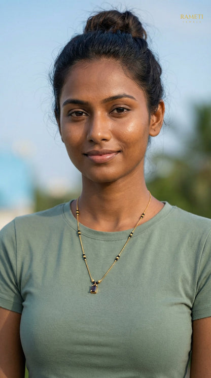 Pankhuri Traditional Heritage Collection Mangalsutra worn by model - Rameti Jewels