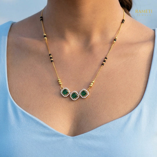Detailed view of Panya Royal Heart Cut Designer Mangalsutra - Rameti Jewels
