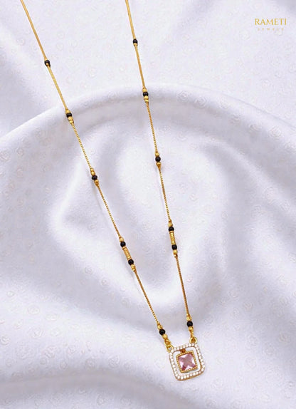 Side profile and craftsmanship of Payal Sleek and Sophisticated Office Wear Mangalsutra - Rameti Jewels