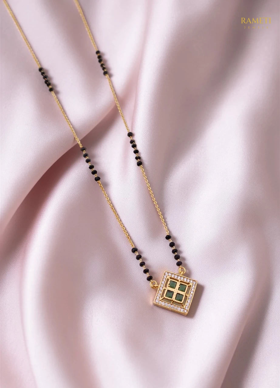 Side profile and craftsmanship of Bhumika Celebrity Inspired Modern Mangalsutra - Rameti Jewels