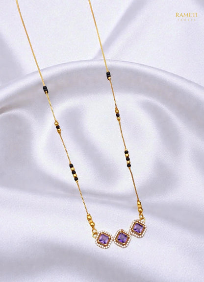 Side profile and craftsmanship of Pooja Celebrity Inspired Modern Mangalsutra - Rameti Jewels