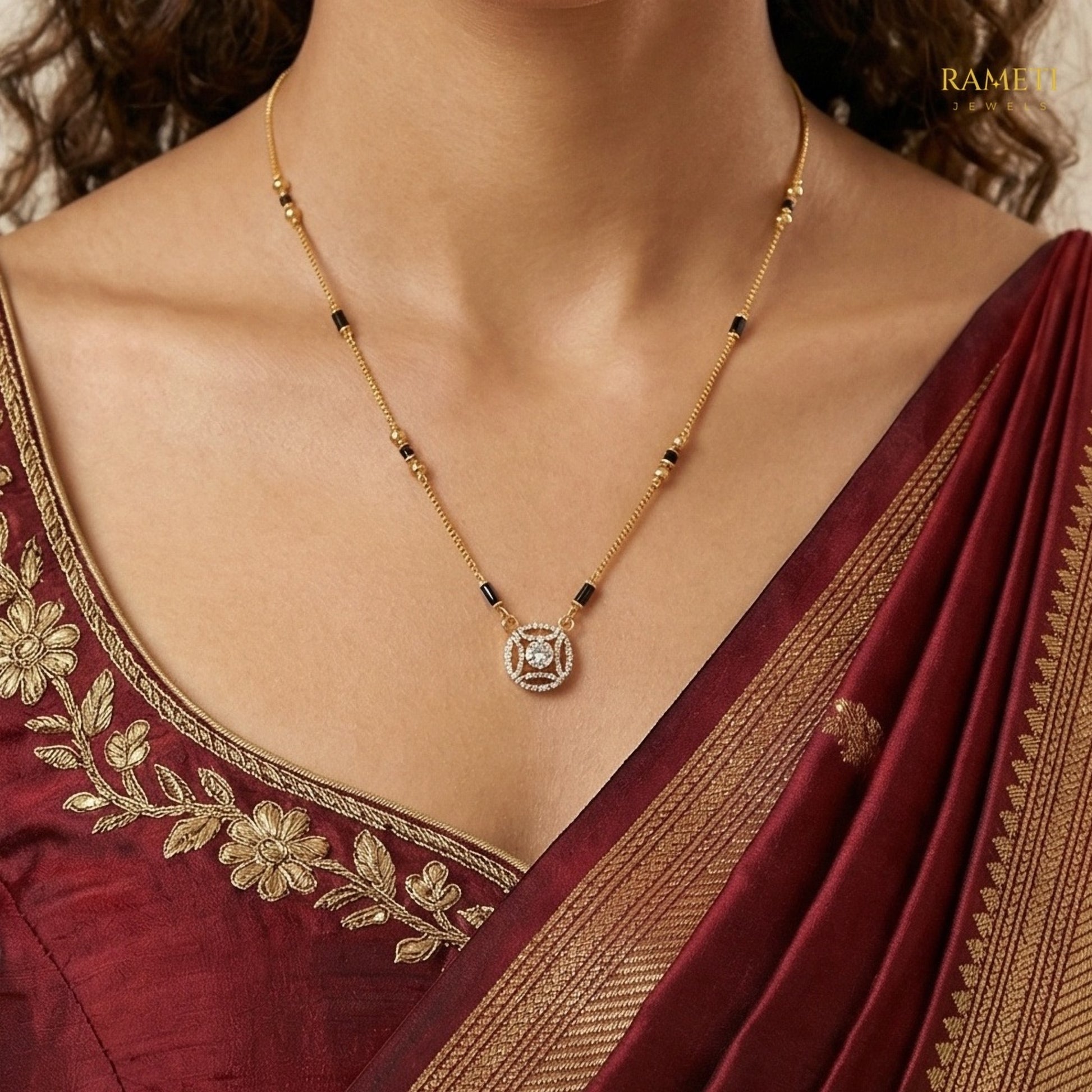 Detailed view of Quiana Eternal Bond 18K Gold Mangalsutra - Rameti Jewels