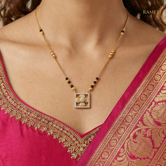 Detailed view of Riya Divine Protection Classic Mangalsutra - Rameti Jewels