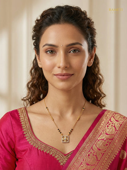 Riya Divine Protection Classic Mangalsutra worn by model - Rameti Jewels