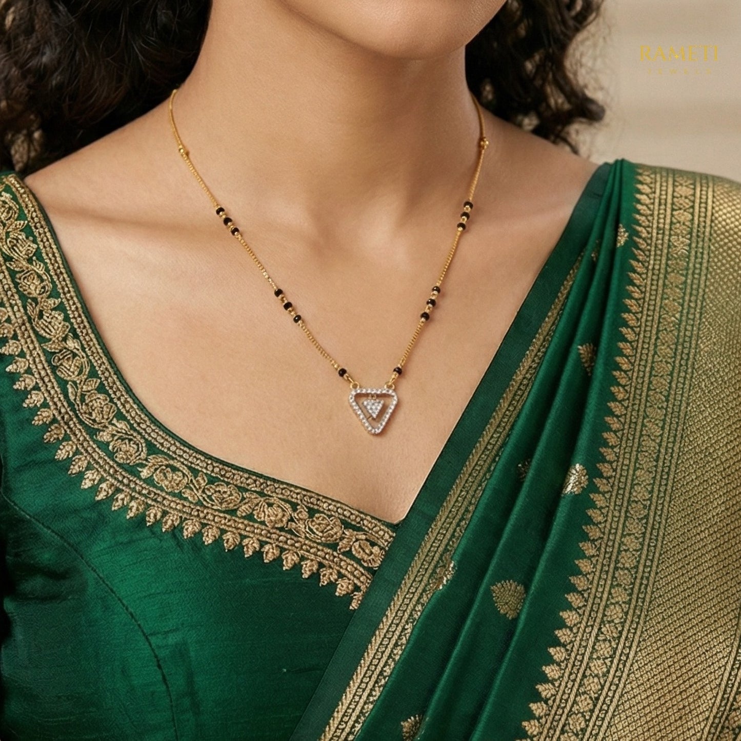 Detailed view of Ridhima Royal Heart Cut Designer Mangalsutra - Rameti Jewels