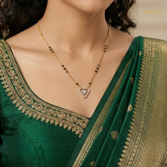 Detailed view of Ridhima Royal Heart Cut Designer Mangalsutra - Rameti Jewels