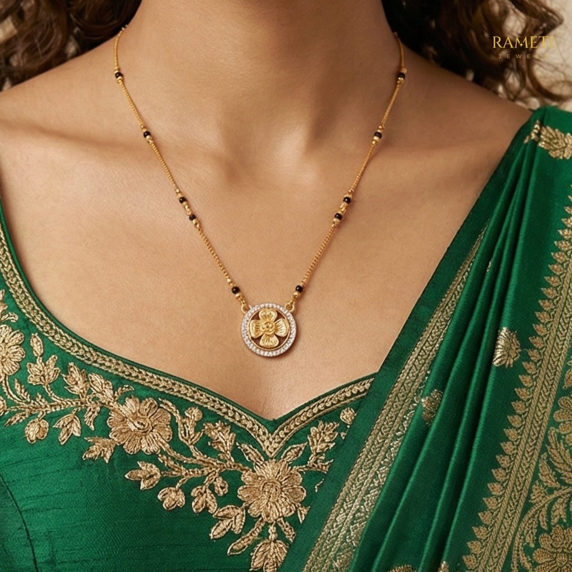 Detailed view of Radha Minimalist Elegance Daily Wear Mangalsutra - Rameti Jewels