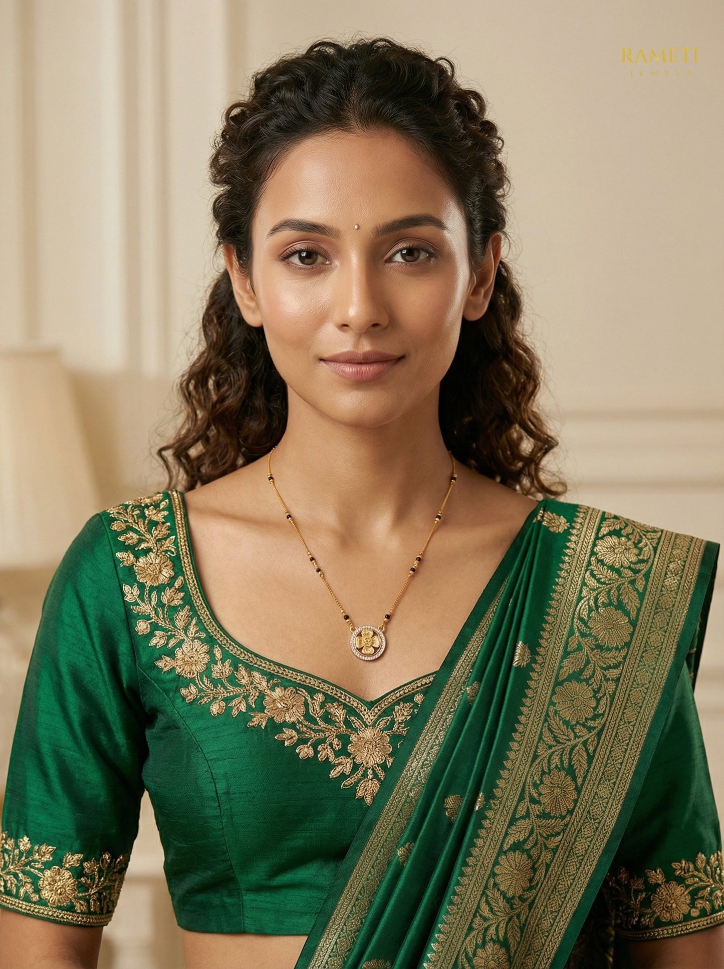 Radha Minimalist Elegance Daily Wear Mangalsutra worn by model - Rameti Jewels