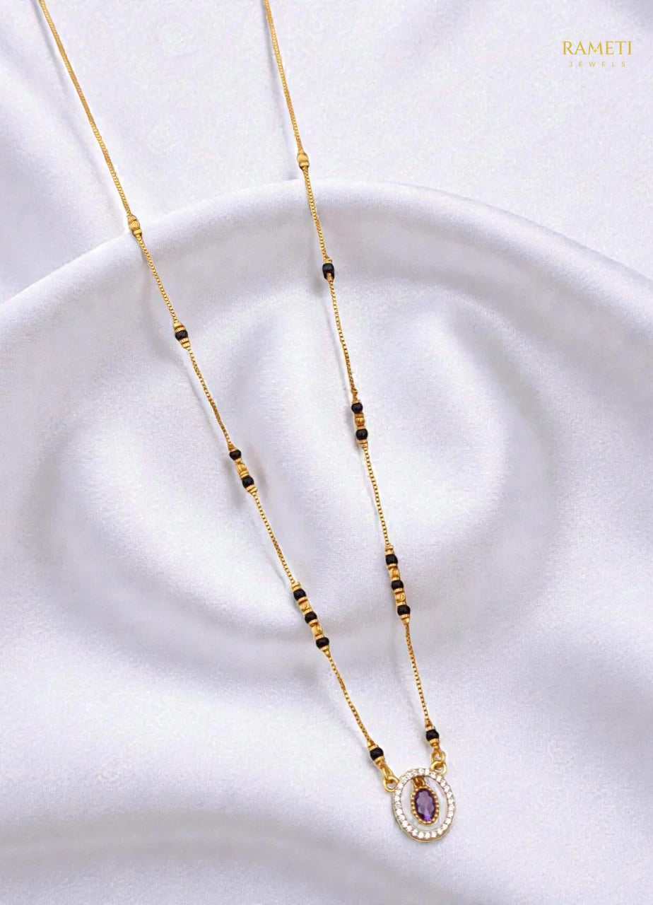 Side profile and craftsmanship of Radhika Minimalist Elegance Daily Wear Mangalsutra - Rameti Jewels