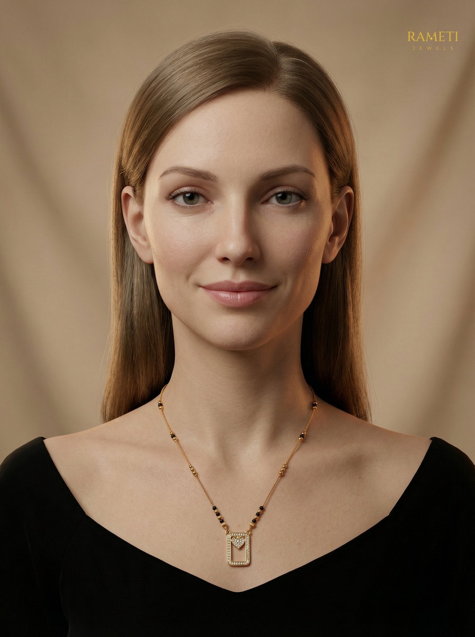 Ragini Eternal Bond 18K Gold Mangalsutra worn by model - Rameti Jewels