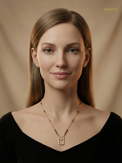 Ragini Eternal Bond 18K Gold Mangalsutra worn by model - Rameti Jewels