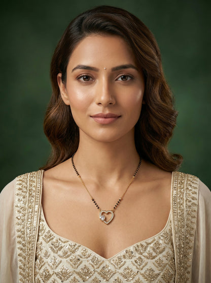 Bijal Minimalist Elegance Daily Wear Mangalsutra worn by model - Rameti Jewels