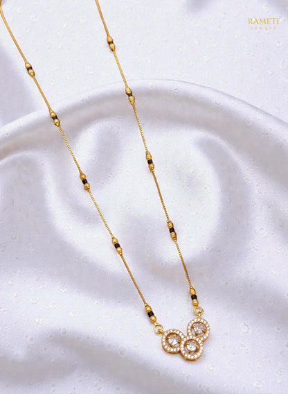 Side profile and craftsmanship of Saanvi Divine Protection Classic Mangalsutra - Rameti Jewels