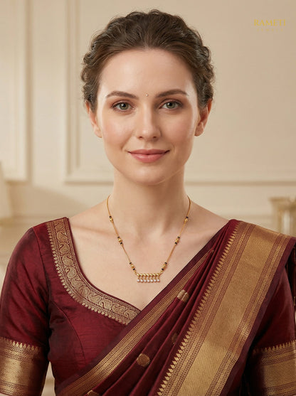 Shanaya Divine Protection Classic Mangalsutra worn by model - Rameti Jewels