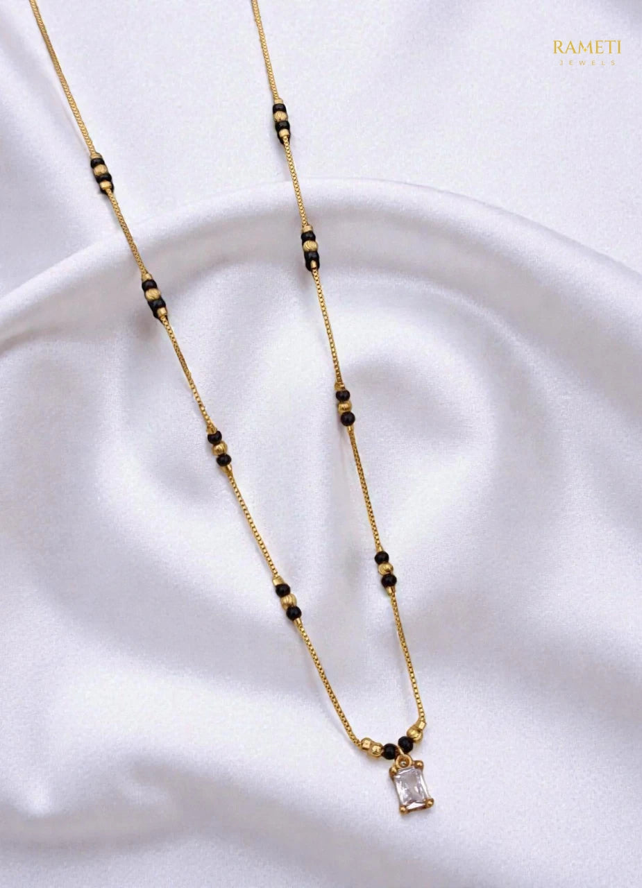 Side profile and craftsmanship of Sneha Minimalist Elegance Daily Wear Mangalsutra - Rameti Jewels