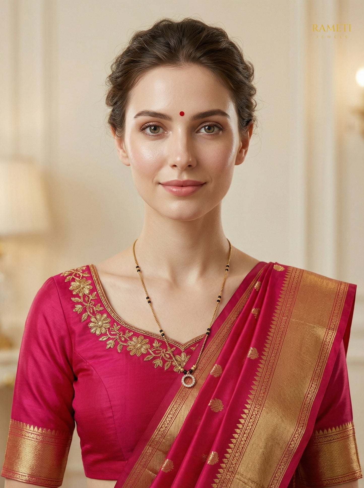 Suman Minimalist Elegance Daily Wear Mangalsutra worn by model - Rameti Jewels