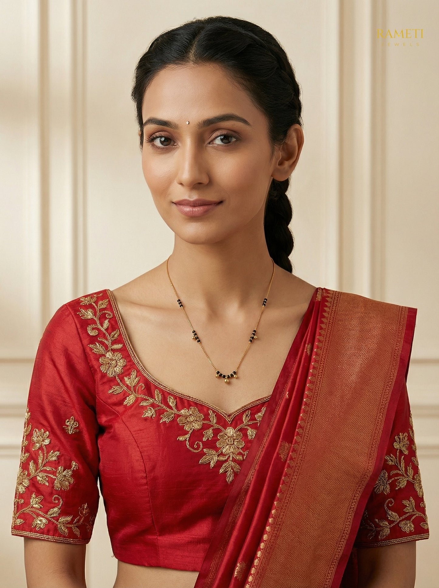 Sunita Sleek and Sophisticated Office Wear Mangalsutra worn by model - Rameti Jewels