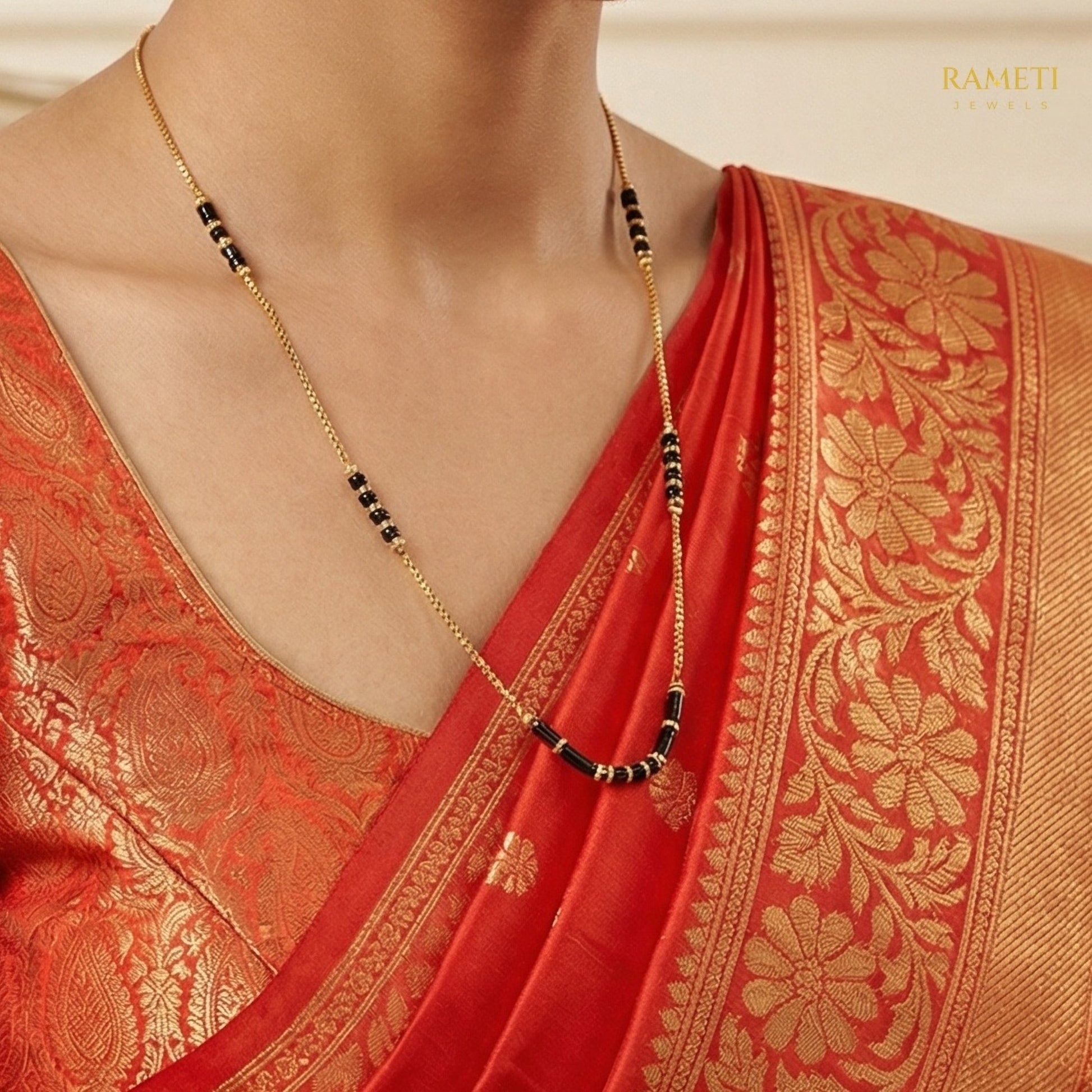Detailed view of Sweta Royal Heart Cut Designer Mangalsutra - Rameti Jewels