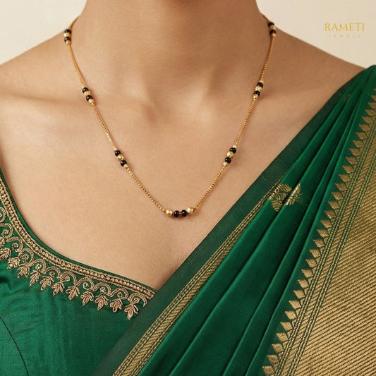 Detailed view of Tanya Glistening CZ Studded Party Wear Mangalsutra - Rameti Jewels
