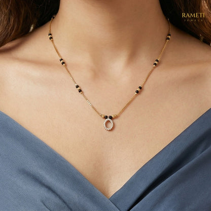 Detailed view of Tapi Glistening CZ Studded Party Wear Mangalsutra - Rameti Jewels