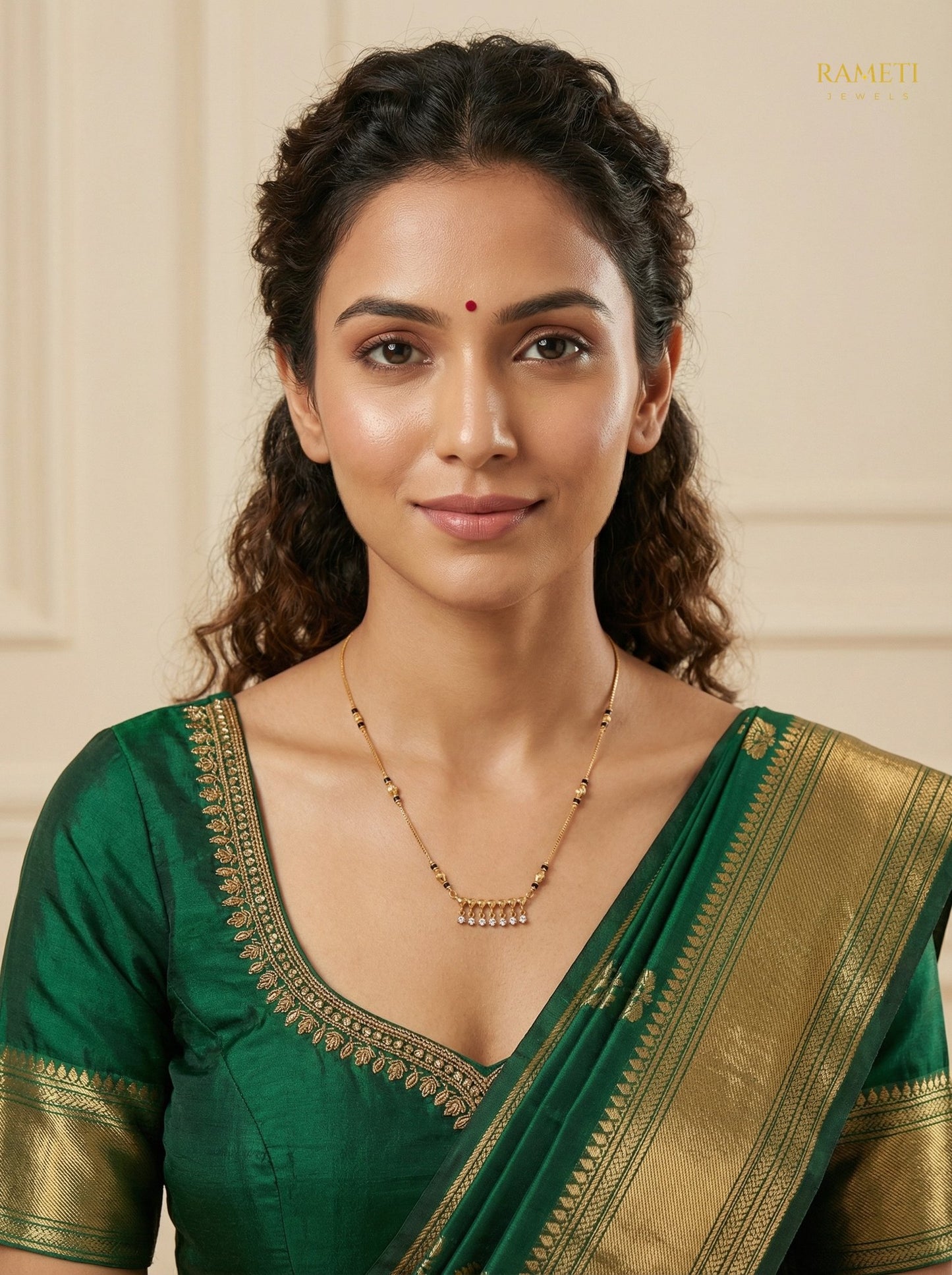 Tia Eternal Bond 18K Gold Mangalsutra worn by model - Rameti Jewels