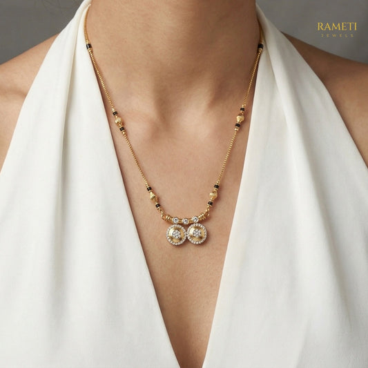 Detailed view of Trisha Celebrity Inspired Modern Mangalsutra - Rameti Jewels
