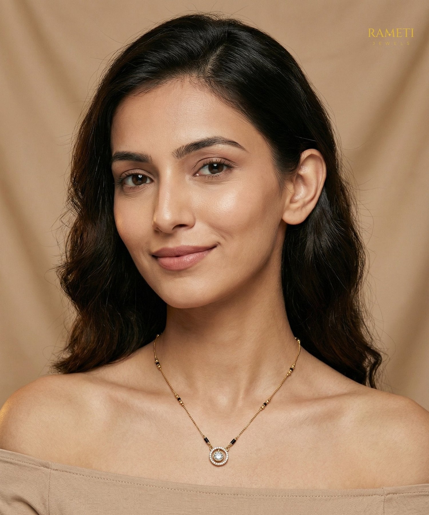 Tulsi Celebrity Inspired Modern Mangalsutra worn by model - Rameti Jewels