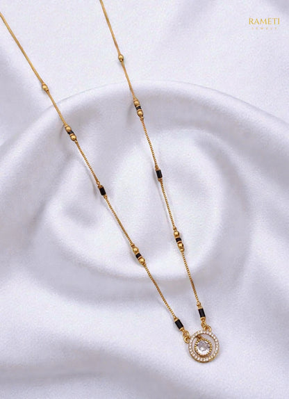 Side profile and craftsmanship of Tulsi Celebrity Inspired Modern Mangalsutra - Rameti Jewels