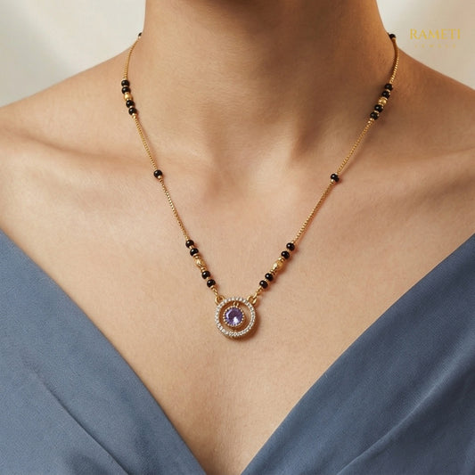 Detailed view of Tripti Divine Protection Classic Mangalsutra - Rameti Jewels