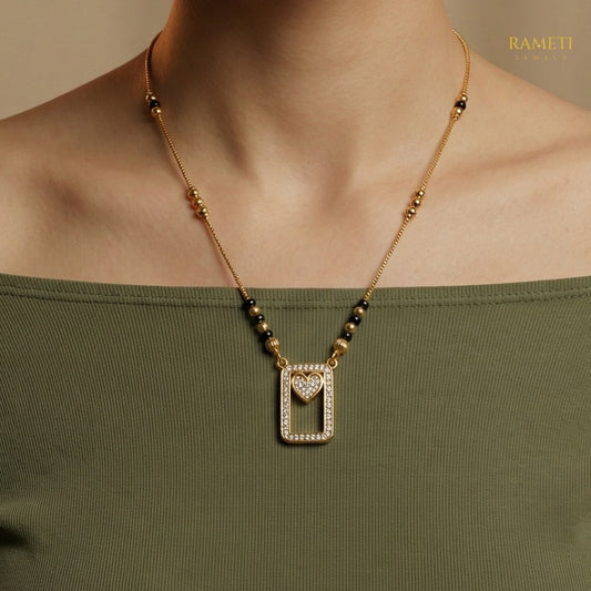 Detailed view of Urvi Royal Heart Cut Designer Mangalsutra - Rameti Jewels