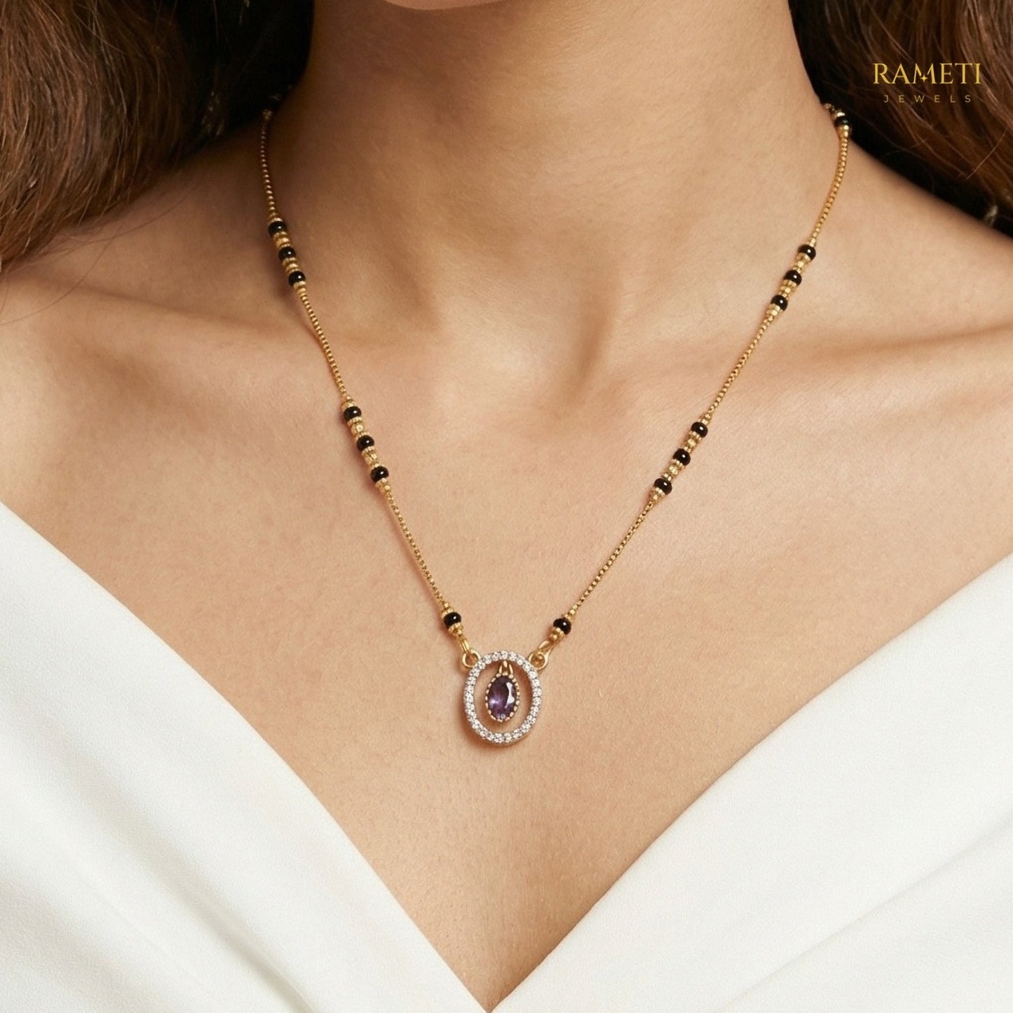 Upasana Glistening CZ Studded Party Wear Mangalsutra - Rameti Jewels