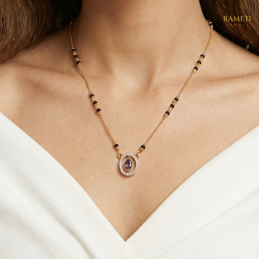 Detailed view of Upasana Glistening CZ Studded Party Wear Mangalsutra - Rameti Jewels