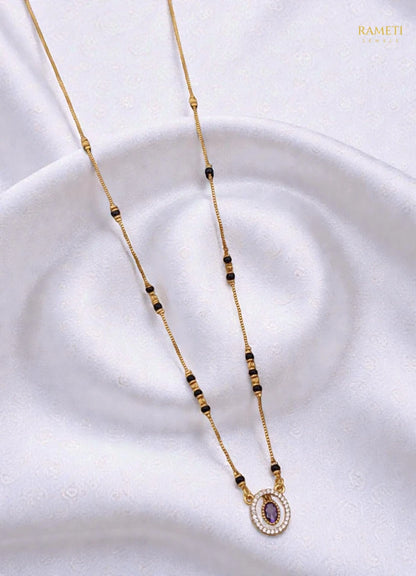 Side profile and craftsmanship of Upasana Glistening CZ Studded Party Wear Mangalsutra - Rameti Jewels