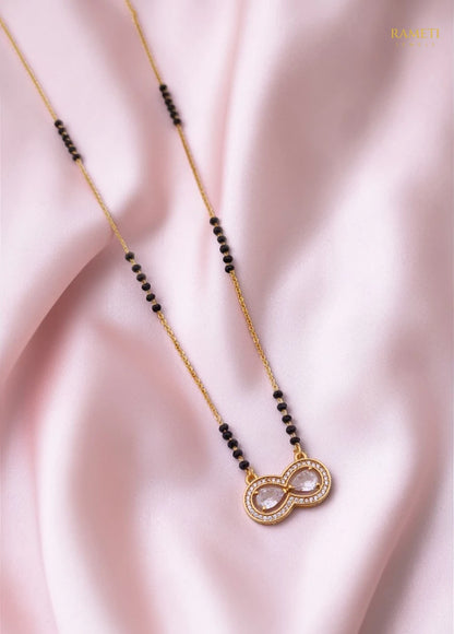 Side profile and craftsmanship of Charvi Sleek and Sophisticated Office Wear Mangalsutra - Rameti Jewels