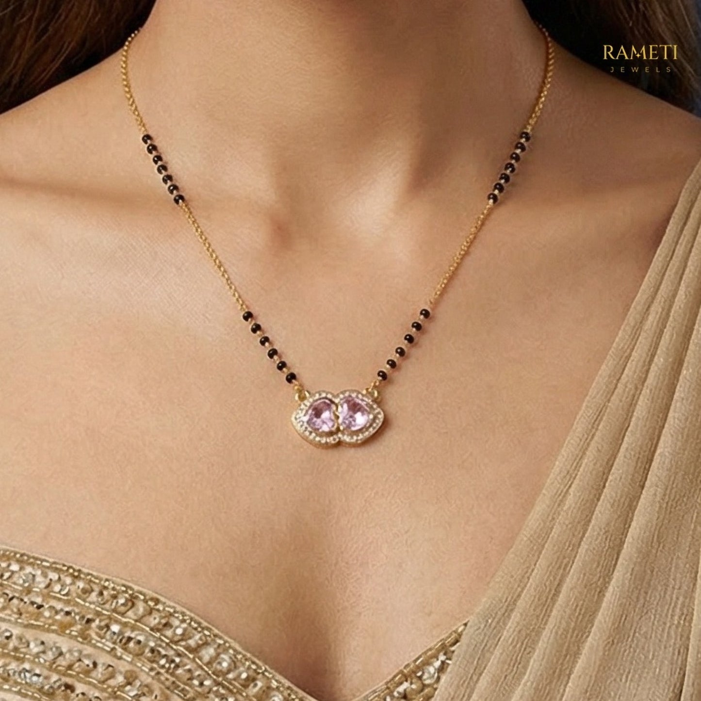 Detailed view of Chahat Minimalist Elegance Daily Wear Mangalsutra - Rameti Jewels