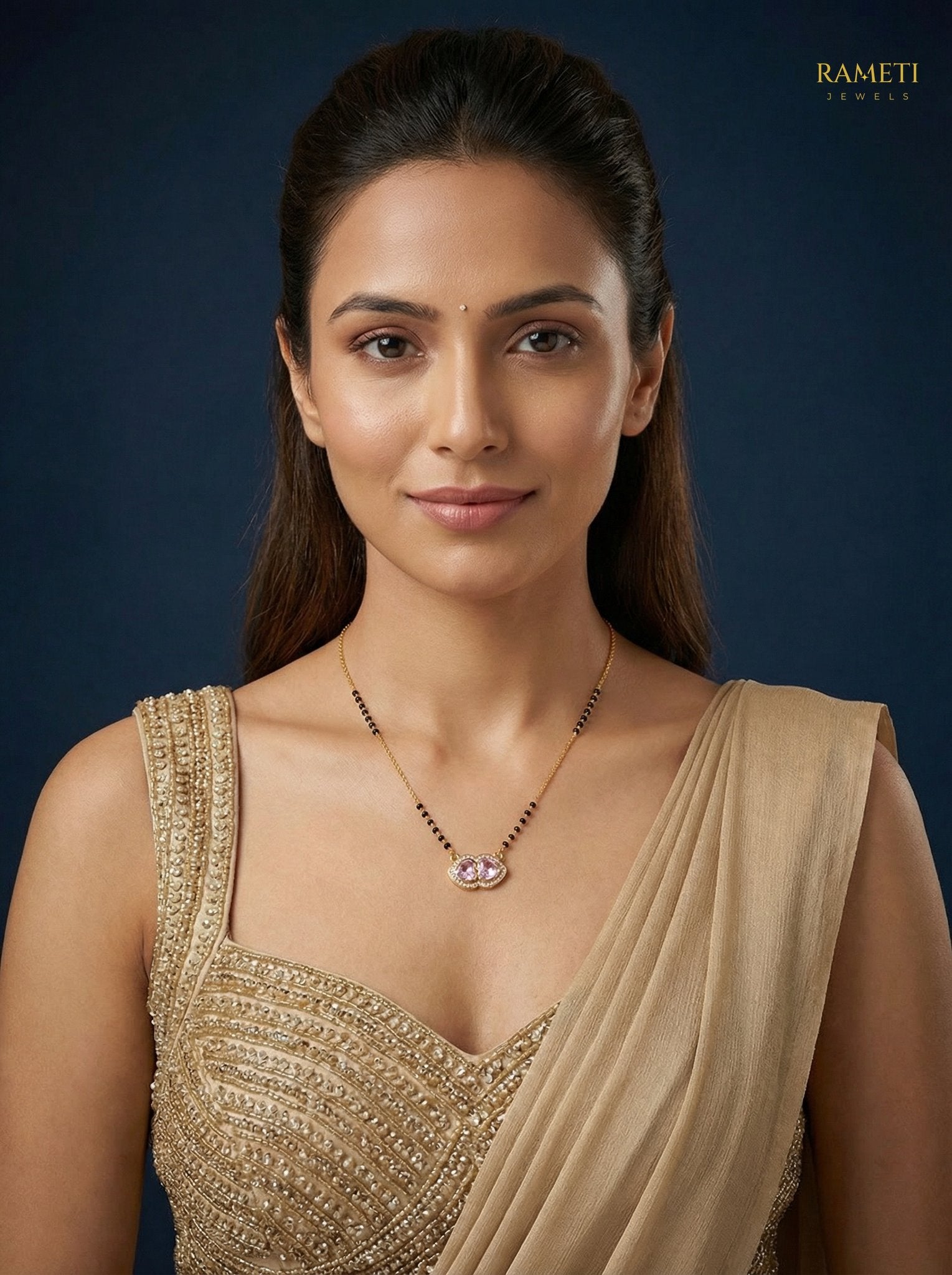 Chahat Minimalist Elegance Daily Wear Mangalsutra worn by model - Rameti Jewels