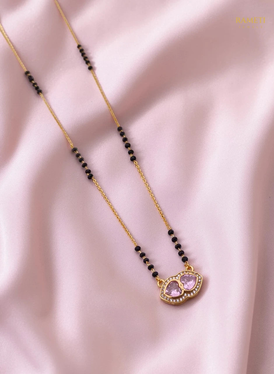 Side profile and craftsmanship of Chahat Minimalist Elegance Daily Wear Mangalsutra - Rameti Jewels