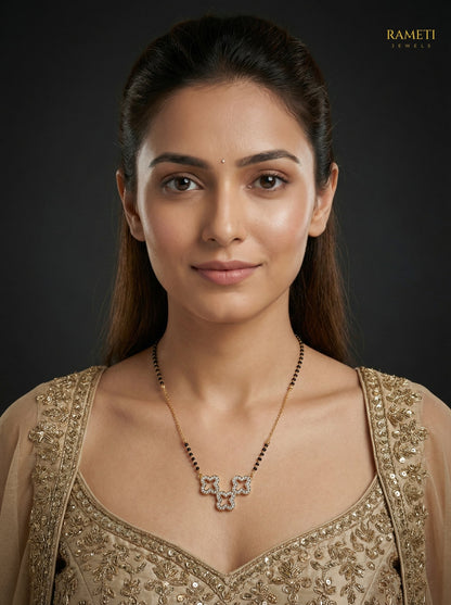 Chitra Minimalist Elegance Daily Wear Mangalsutra worn by model - Rameti Jewels