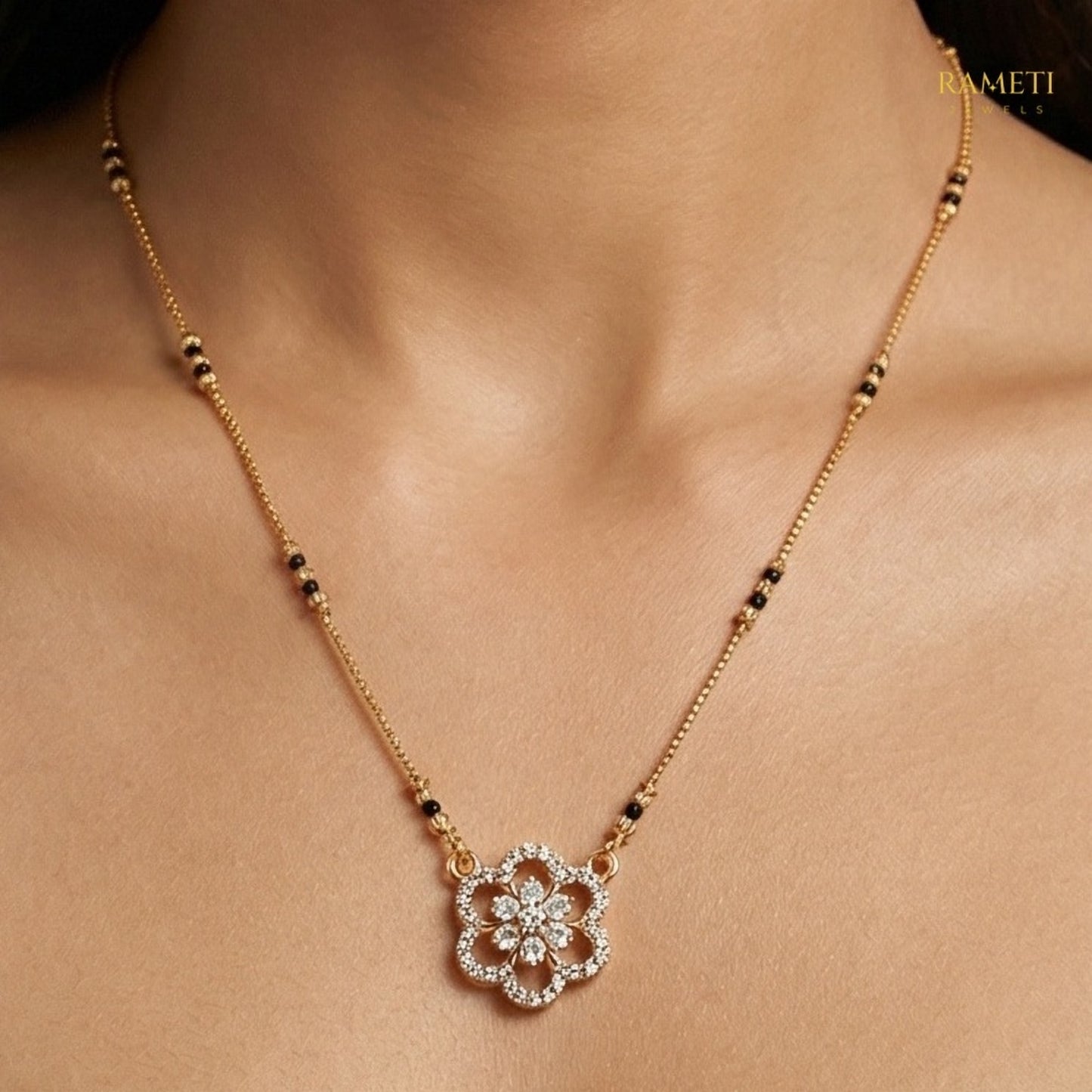 Chandni Glistening CZ Studded Party Wear Mangalsutra - Rameti Jewels