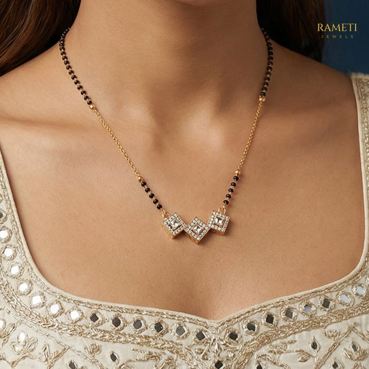 Detailed view of Charu Royal Heart Cut Designer Mangalsutra - Rameti Jewels