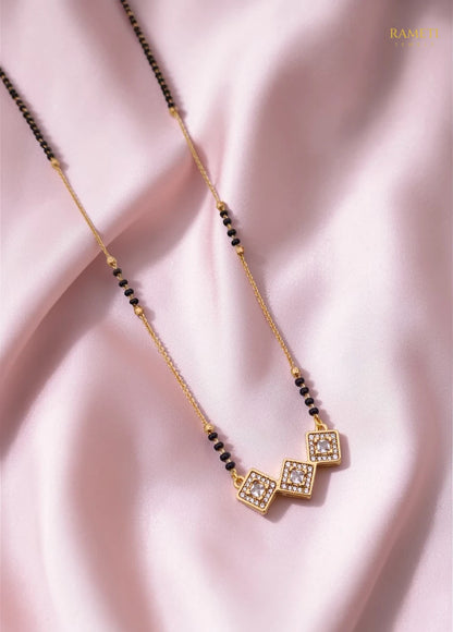 Side profile and craftsmanship of Charu Royal Heart Cut Designer Mangalsutra - Rameti Jewels